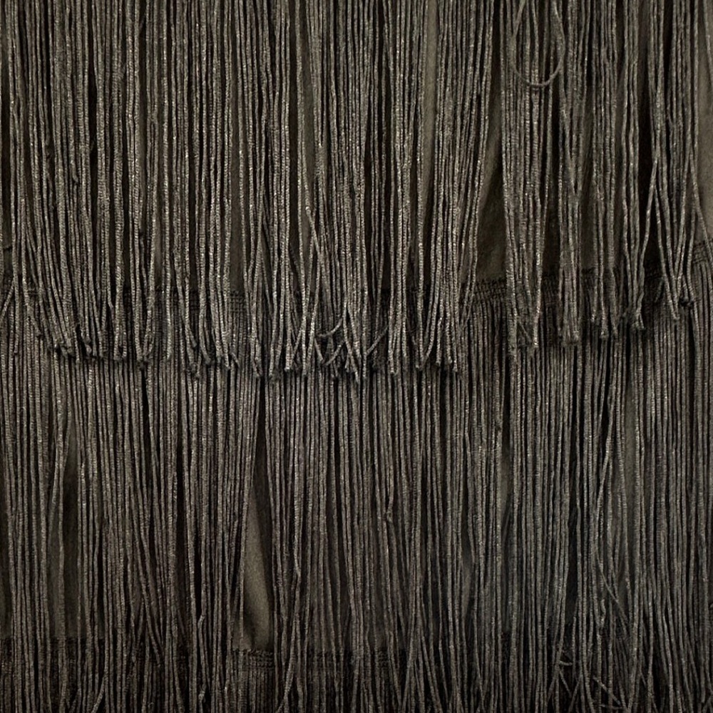Verdusa Black Fringe Mini Skirt Size M Western Festival Boho Layered Tassel - Picture 4 of 9
